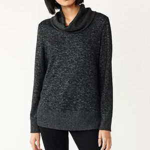 Nine West Fuzzy Long Sleeve Cowl Neck Top Size Medium